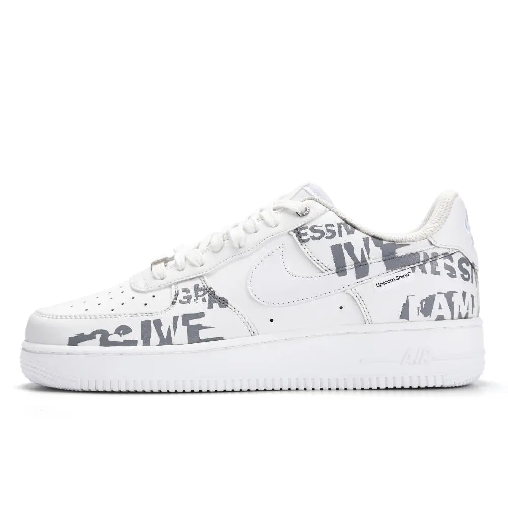 Nike Air Force 1 Future Narrative Abrasion Resistant Low top Skateboard Shoes Unisex White Gray