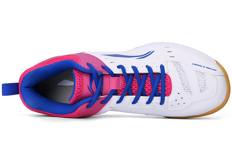 LiNing Feather Cushioned Wear Resistant Breathable Lightweight Low Top Badminton Shoes Unisex White Pink