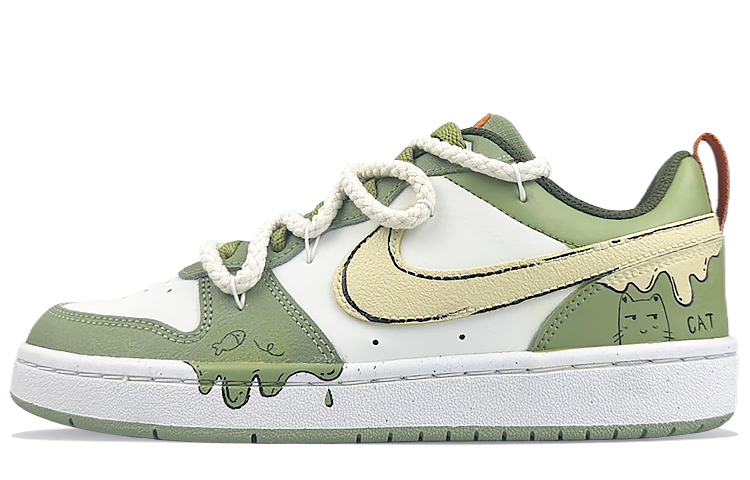 Nike Court Borough Low-Top Skateboard Shoes Women's White Green