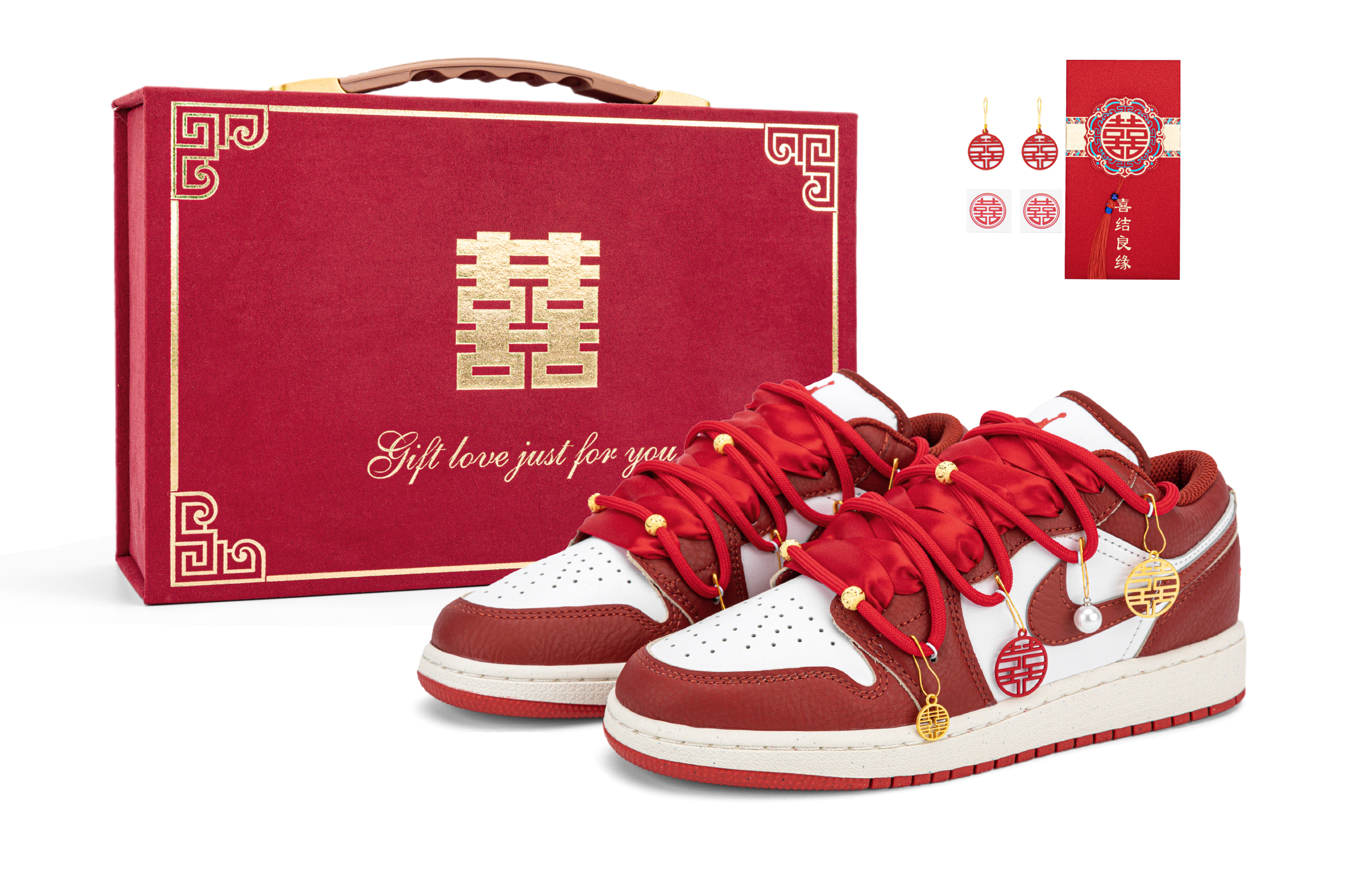 Jordan Air Jordan 1 Low top Vintage Basketball Shoes GS White Red