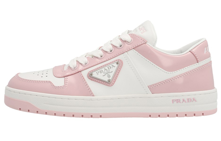 PRADA Downtown Leather Sneakers 'White Pink' Women's