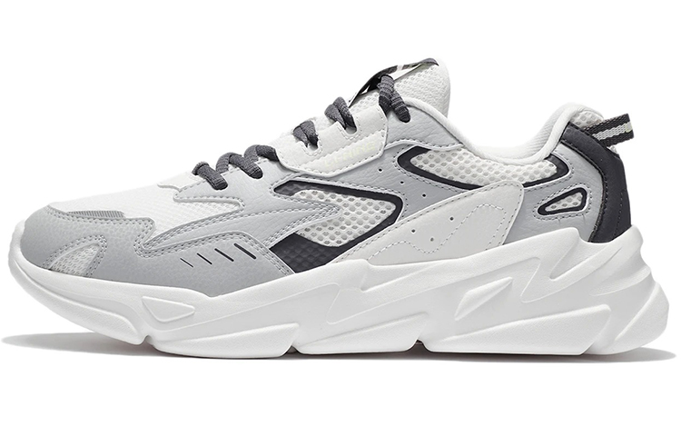 LiNing Cushioning Anti-Slip And Wear-Resistant Low-Top Casual Shoes Men's Gray White