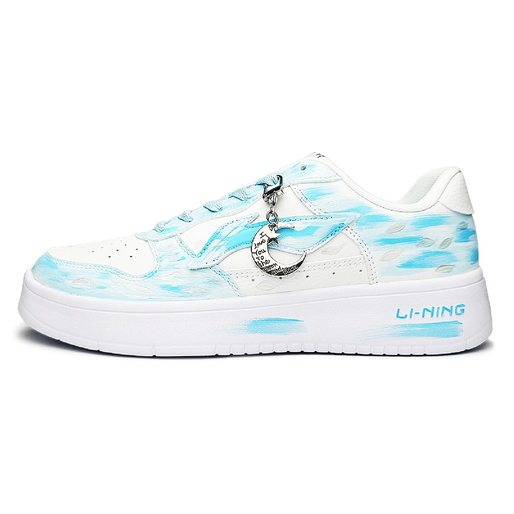 LiNing Pontoon Boats Non slip Lightweight Low Top Skateboard Shoes Unisex Sky Blue