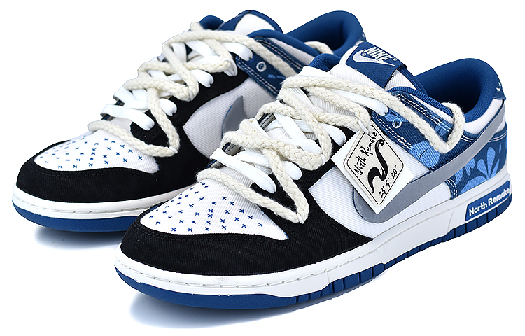 Nike Dunk Low Slip-Resistant Cushioning Wear-Resistant Low-Top Skateboard Shoes Men's Black White Blue купить в интернет-магазине Yoocart с быстрой доставкой по России.