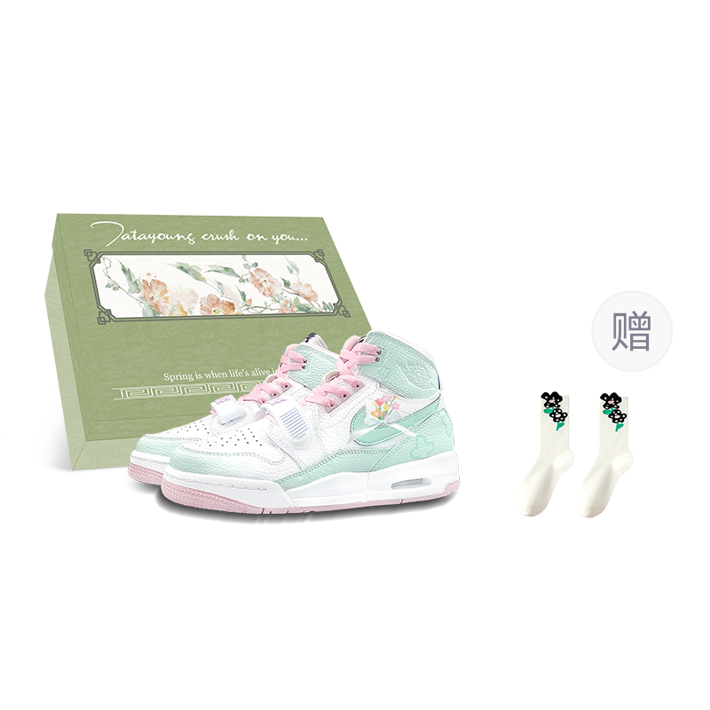 Jordan Legacy 312 High-Top Vintage Basketball Shoes Women's White Green Pink