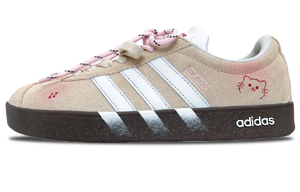 Adidas VL COURT 2.0 Cushioning, Wear Resistant Low Top Skateboard Shoes Unisex Custard