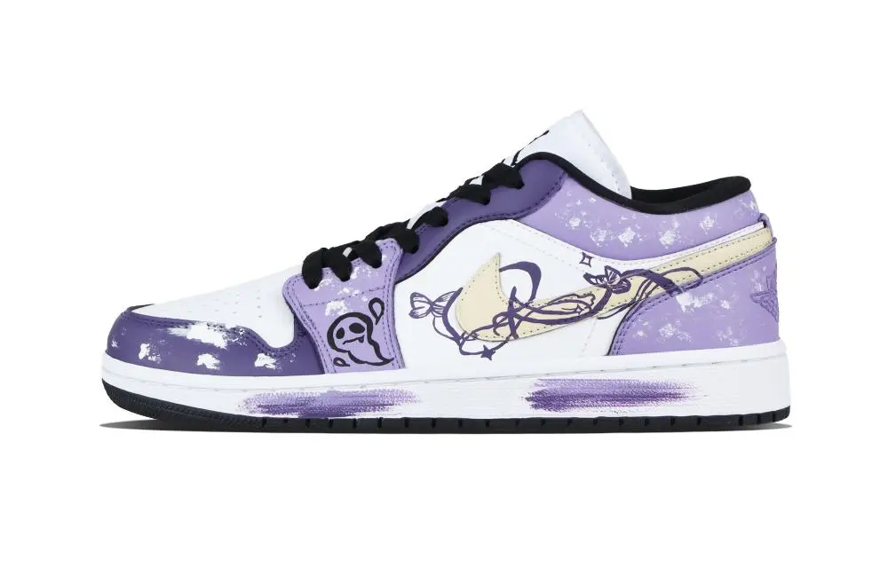 Jordan Air Jordan 1 Ghostly Dream Low top Vintage Basketball Shoes Unisex Purple