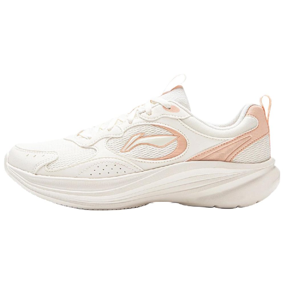 LiNing Shock Absorbers Slip Resistant Abrasion Resistant Lightweight Low Top Running Shoes Women's Ivory Peach Pink