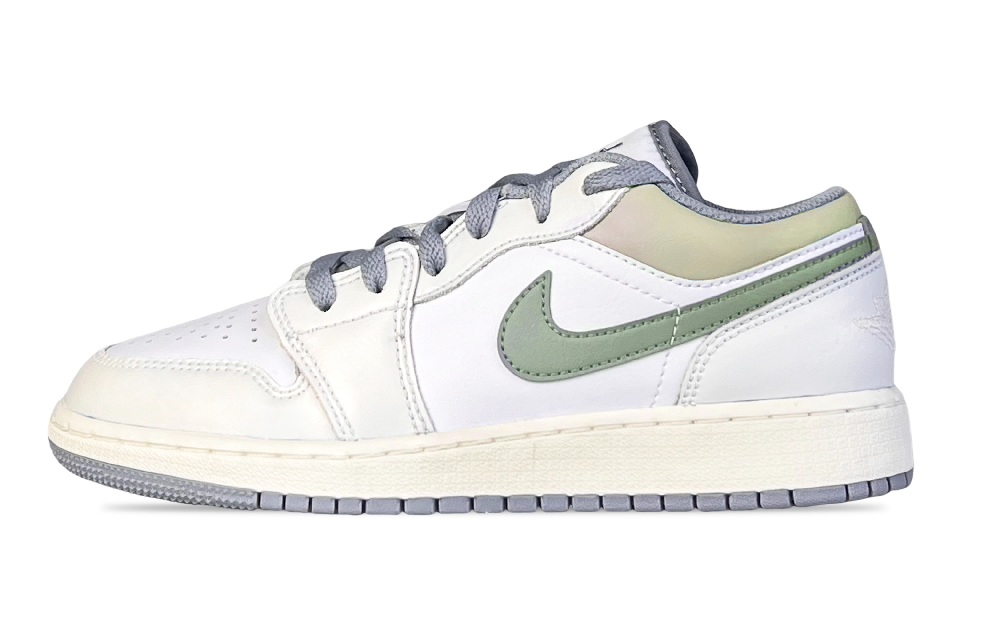 Jordan Air Jordan 1 Sea Of Clouds And Frosty Mist Low Top Vintage Basketball Shoes Women's White Green GS