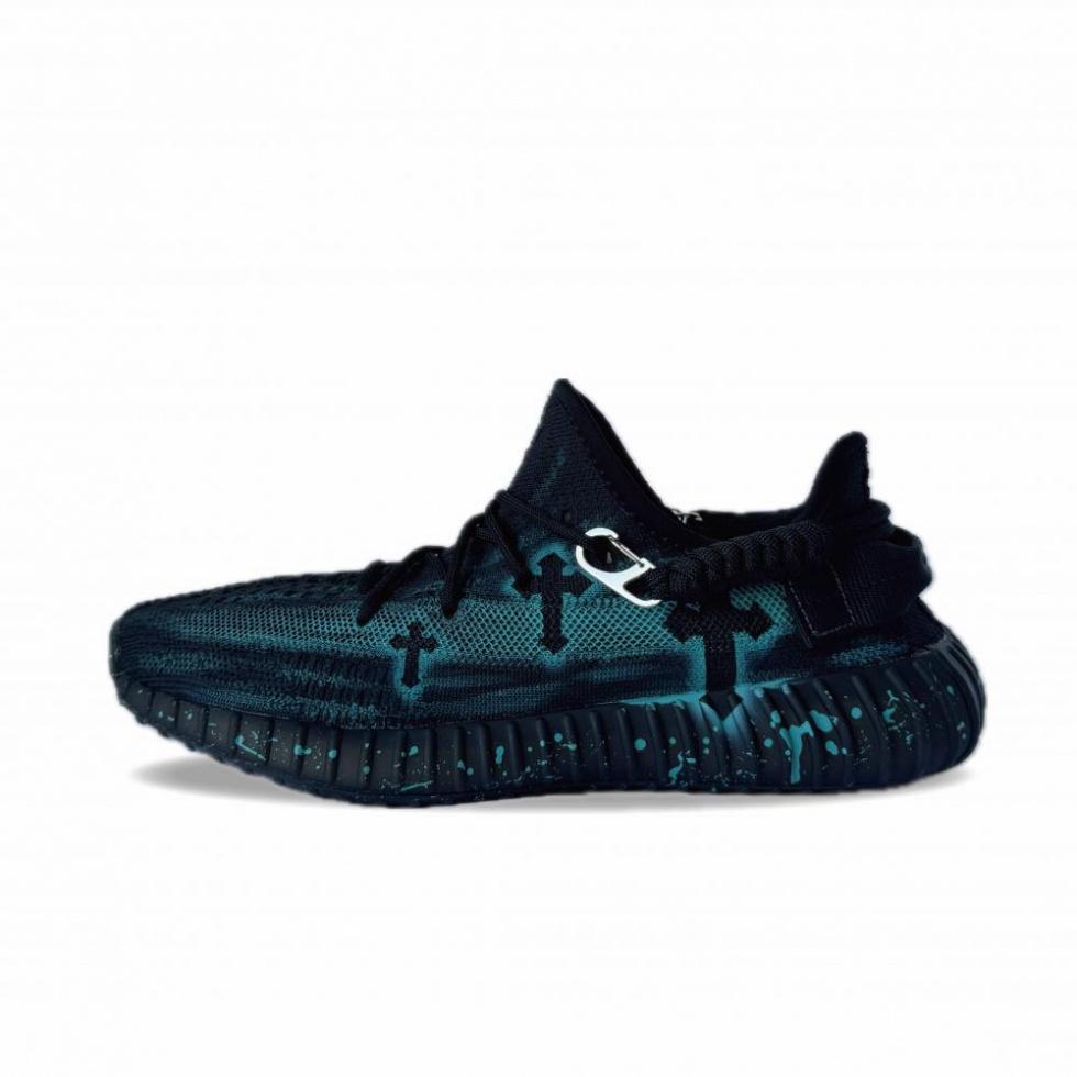 Adidas Originals Yeezy Boost 350 Wear-Resistant Slip-Resistant Low-Top Casual Shoes Unisex Black Blue