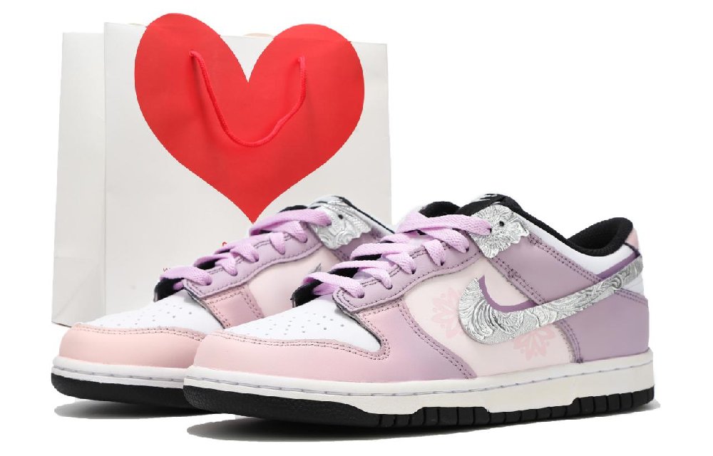 Nike Dunk Low Panda Anti Slip Wear Resistant Low Top Skateboard Shoes Unisex Pink Purple