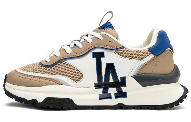 MLB Chunky Runner Anti Slip Wear Resistant Low Top Chunky Sneakers Unisex Khaki White