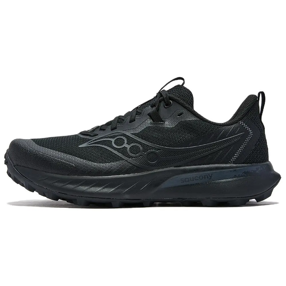 Saucony Peregrine Falcon 15 Shock Absorbers Slip Resistant Low Top Running Shoes Unisex Black