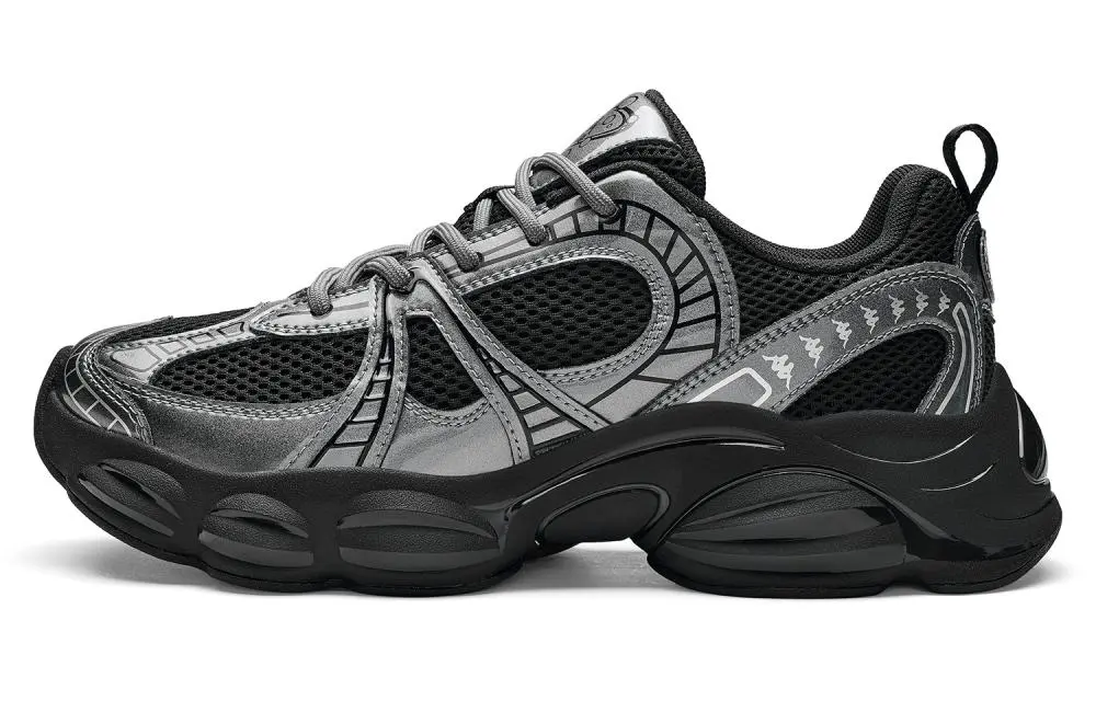 Kappa SERIES Abrasion Resistant Low Top Casual Running Shoes Unisex Black Gun Nickel