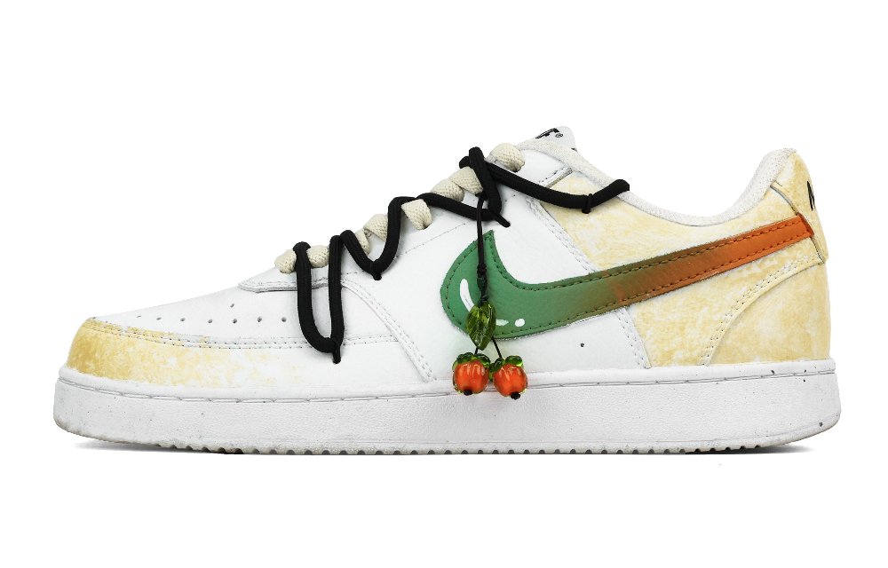 Nike Court Vision 1 Persimmon Happens Anti Slip Wear Resistant Low Top Skateboard Shoes Men's White Yellow
