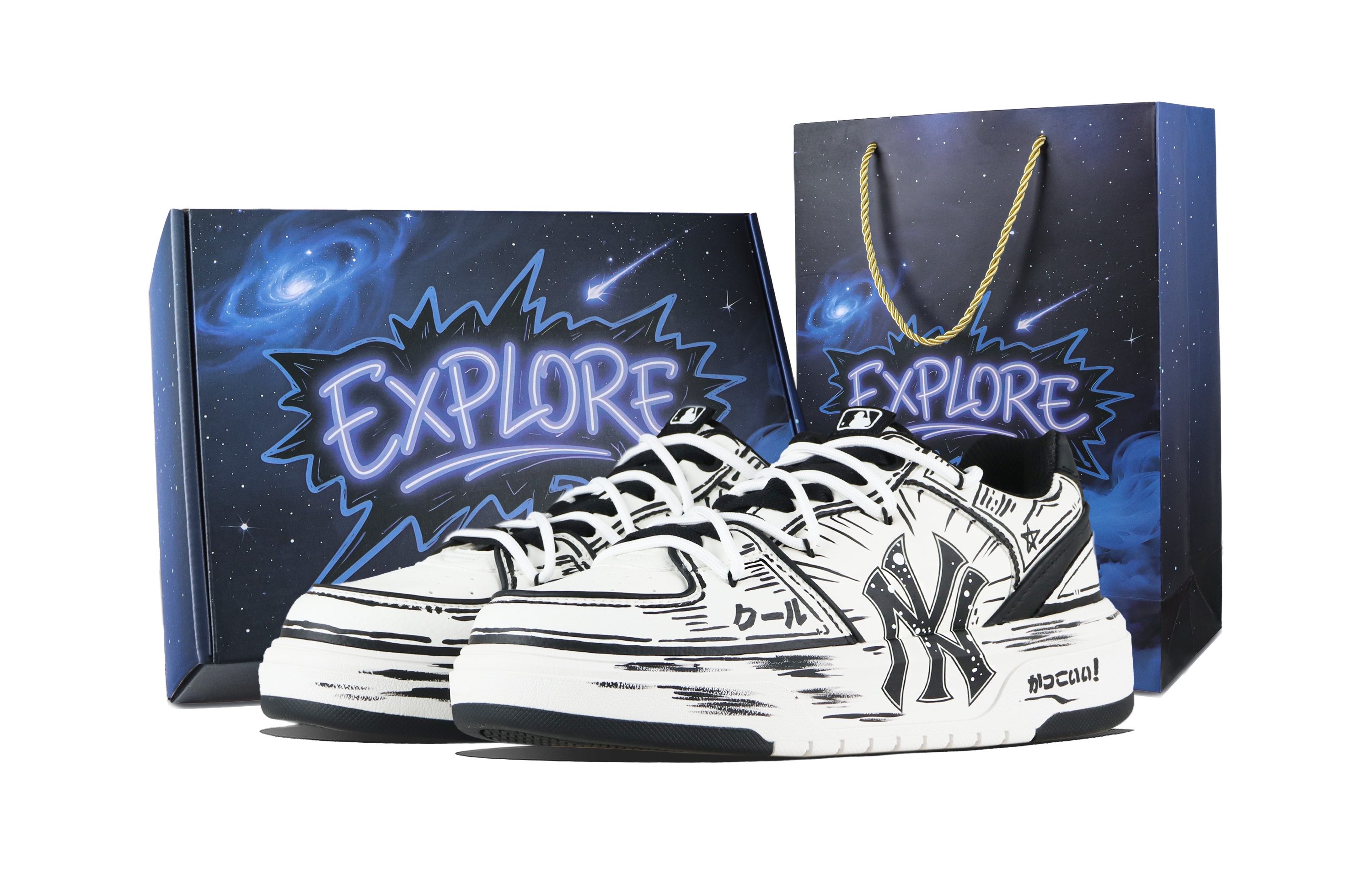 MLB Chunky Liner Explosion Abrasion Resistant Low top Skateboard Shoes Unisex Black