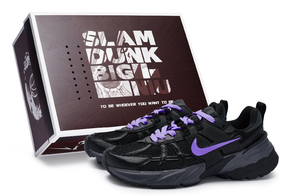 Nike V2K Run Cushioned Wear-Resistant Water-Resistant Low-Top Running Shoes Unisex Black Purple