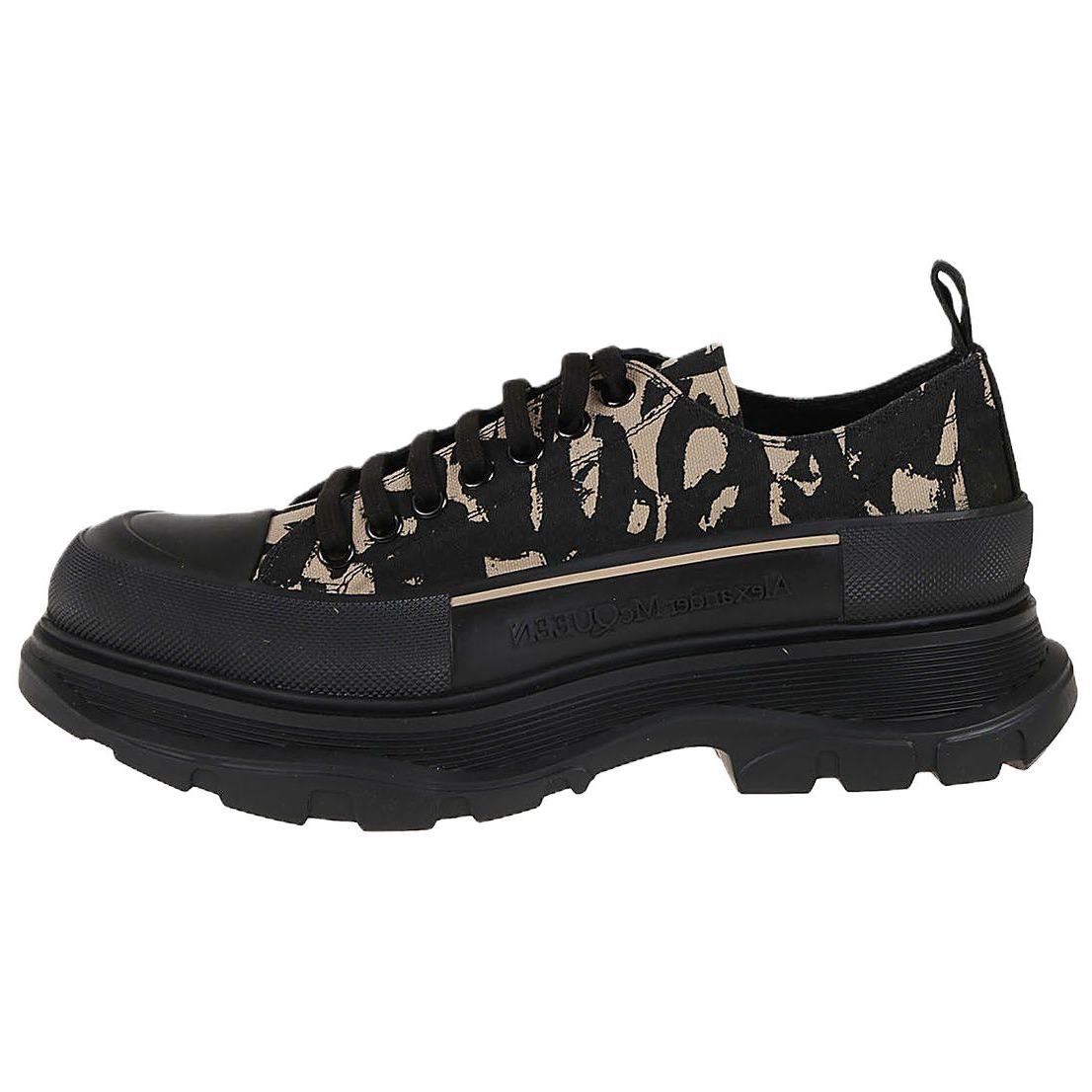 Alexander McQueen Graffiti Tread Slick Low Lace Up Beige Black