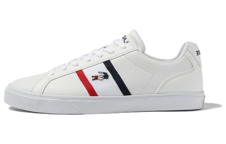 LACOSTE Slip-Resistant Low-Top Skateboard Shoes Men's White Red Blue