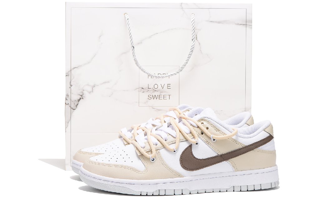 Nike Dunk Low Anti-Slip Wear-Resistant Low-Top Skateboard Shoes GS Beige Yellow
