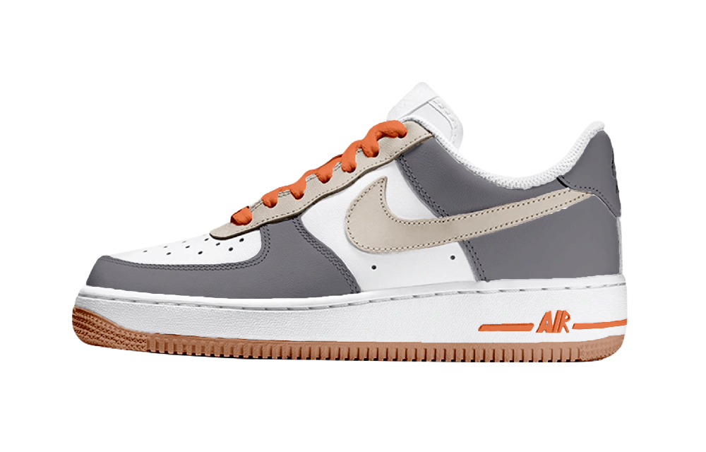 Nike Air Force 1 Skateboard Shoes Men's Low top Gray/Orange/White