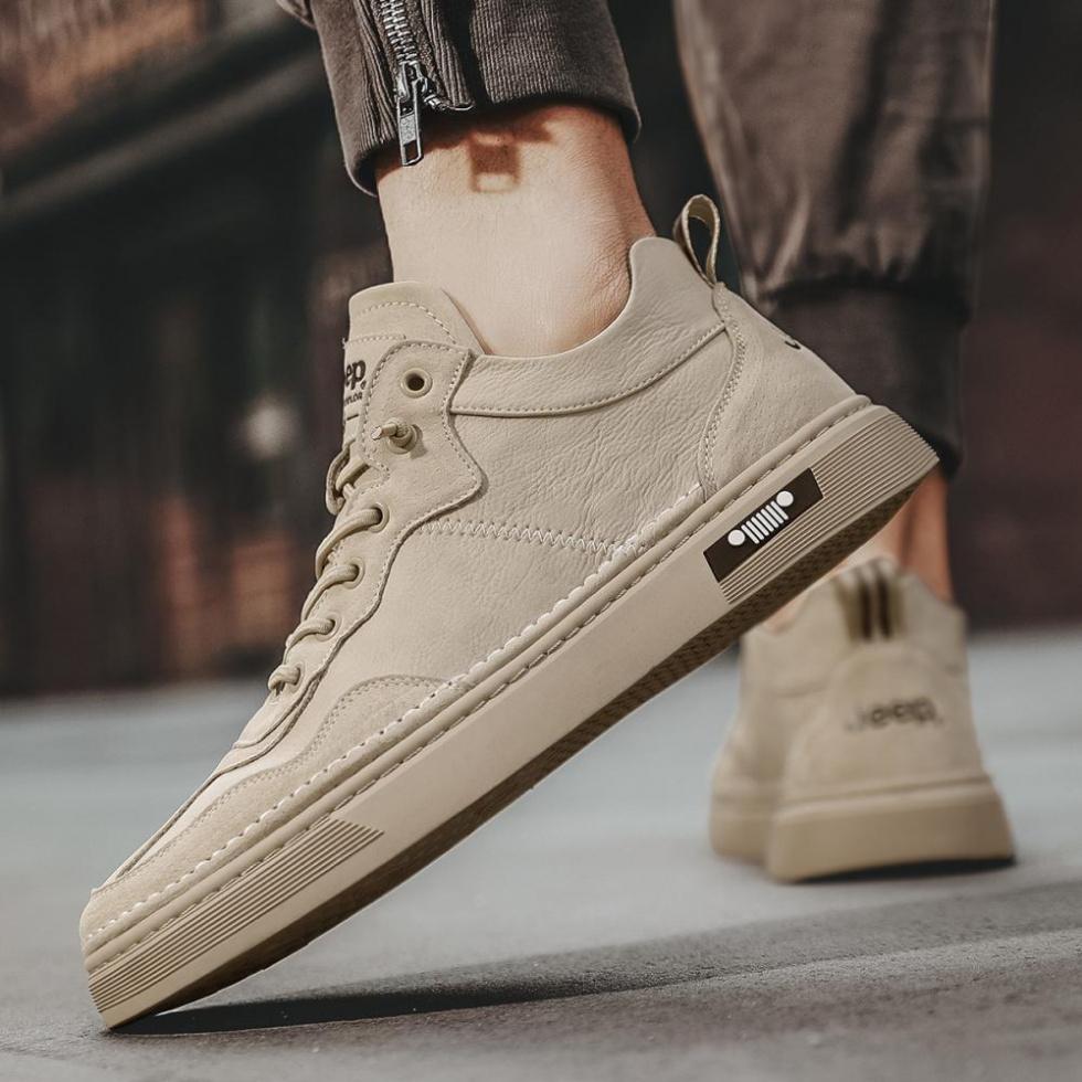 Jeep Low-Top Skateboard Shoes Men's Khaki
