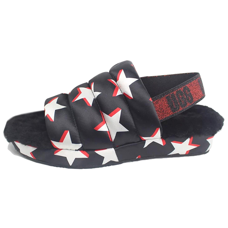UGG Puff Yeah Stars Strap Sandals Unisex Black