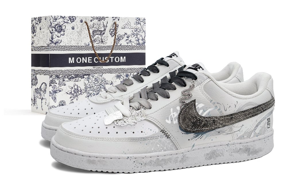Nike Court Vision 1 Anti Slip Wear Resistant Low Top Skateboard Shoes Unisex Light Gray