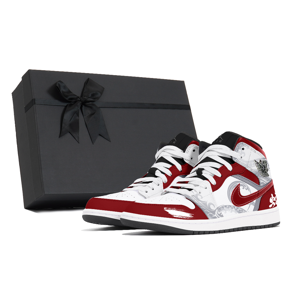 Jordan Air Jordan 1 Abrasion Resistant Slip Resistant Mid Top Vintage Basketball Shoes Unisex White Red