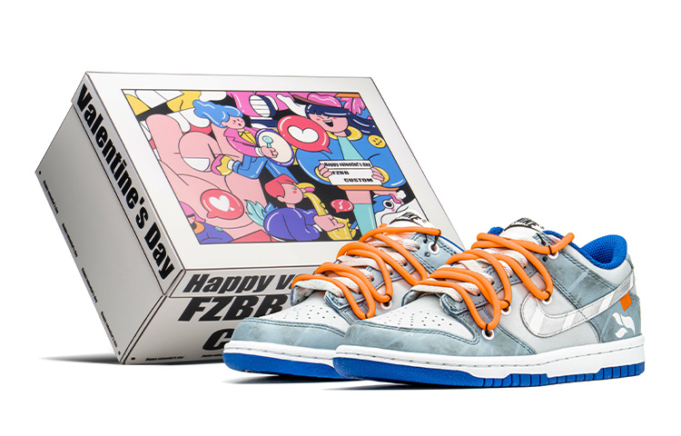 Nike Dunk Low Top Skateboard Shoes GS Blue Gray Silver