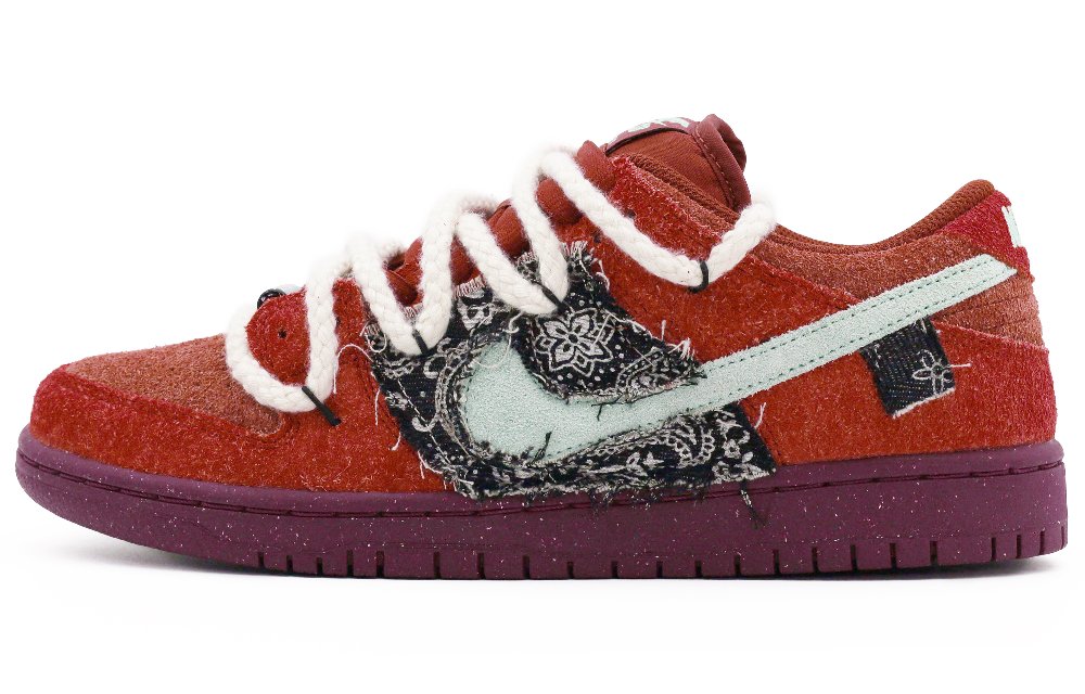 Nike Dunk SB Durable Breathable Low-Top Skateboard Shoes Unisex Red White Black