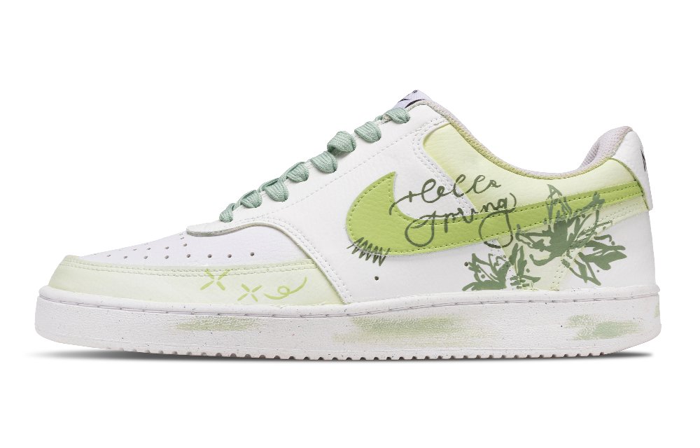 Nike Court Vision 1 Spring Language Slip Resistant Abrasion Resistant Low top Skateboard Shoes Unisex Green White
