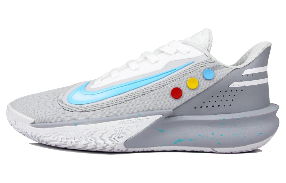 Nike Precision 7 Abrasion Resistant Low Top Basketball Shoes Men's Gray Blue