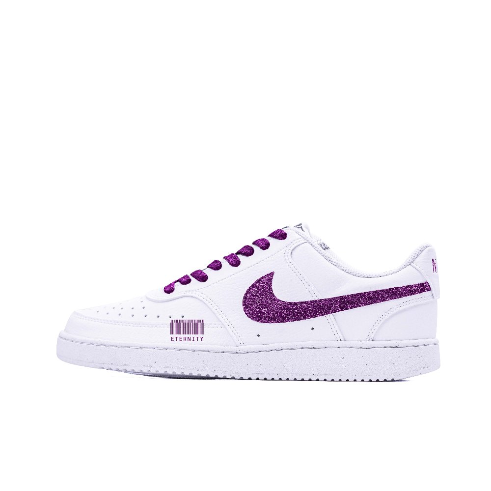 Nike Court Vision 1 Slip Resistant Low Top Skateboard Shoes Men's White Purple