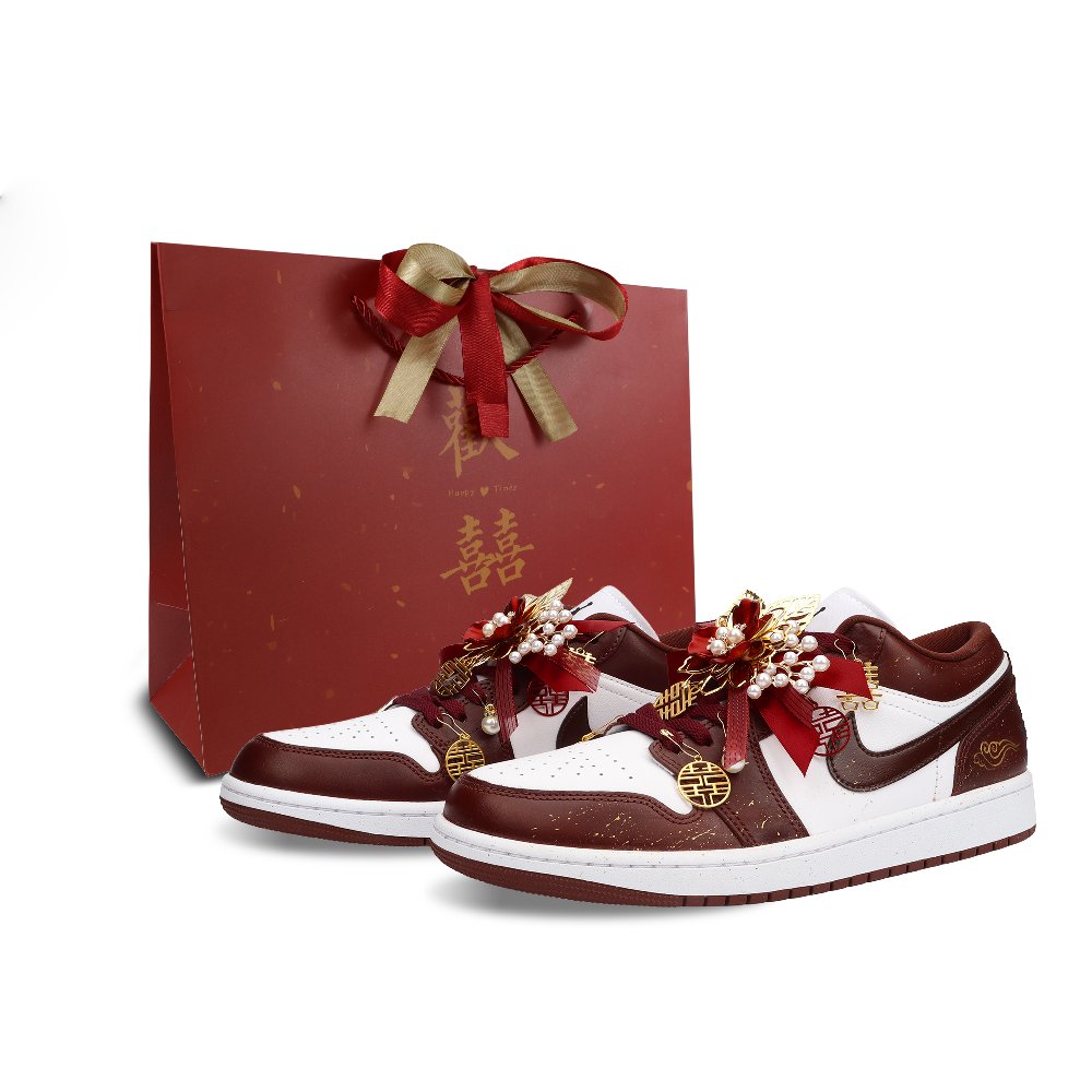 Jordan Air Jordan 1 Love Forever Abrasion Resistant Low Top Vintage Basketball Shoes Men's Red