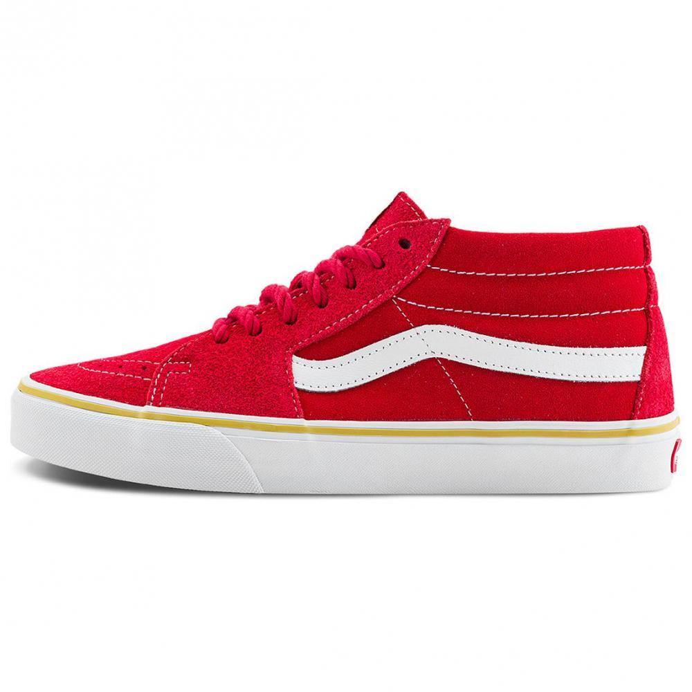 Vans SK8 MID Anti Slip Wear Resistant Mid Top Skateboard Shoes Unisex Red White