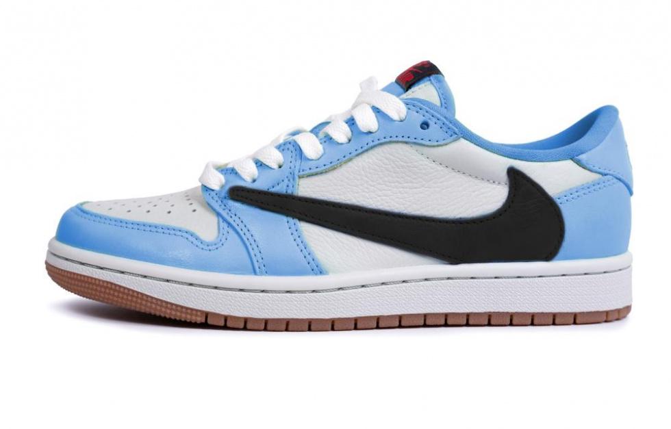 JORDAN Travis Scott X Air JORDAN Vintage Basketball Shoes Unisex Low Top Blue/White/Black