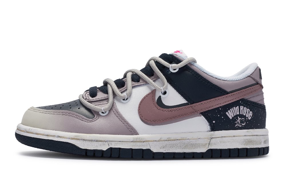 Nike Dunk 811 Manufacture Wild Rose Low-Top Skateboard Shoes Women's Gray White Blue Purple