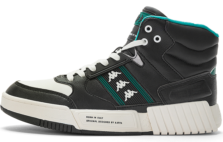 Kappa Skateboard Shoes Men High-Top Black/Korean White/Green