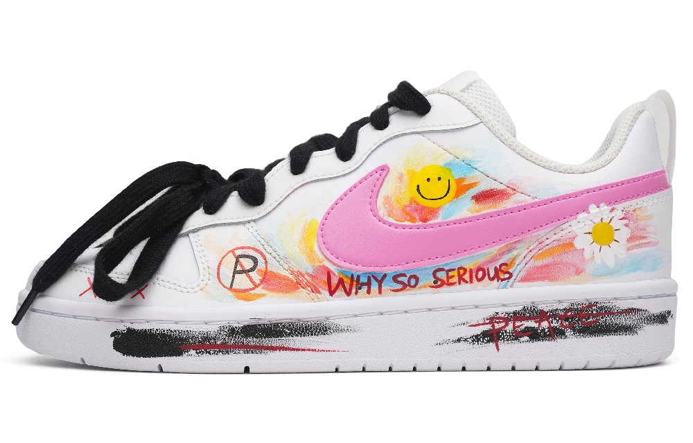 Nike Court Borough Series Skateboard Shoes Women's Low-Top White/Pink