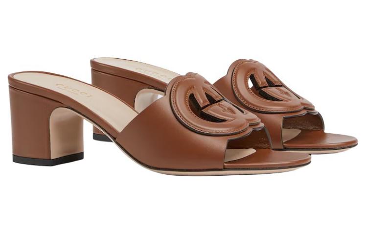 GUCCI Interlocking Slide Slippers Women's Brown