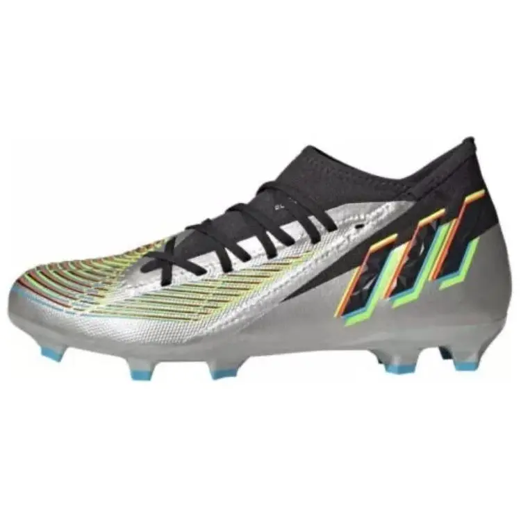 Adidas Predator Edge.3 Slip Resistant Abrasion Resistant Soccer Shoes Unisex Silver Black Yellow
