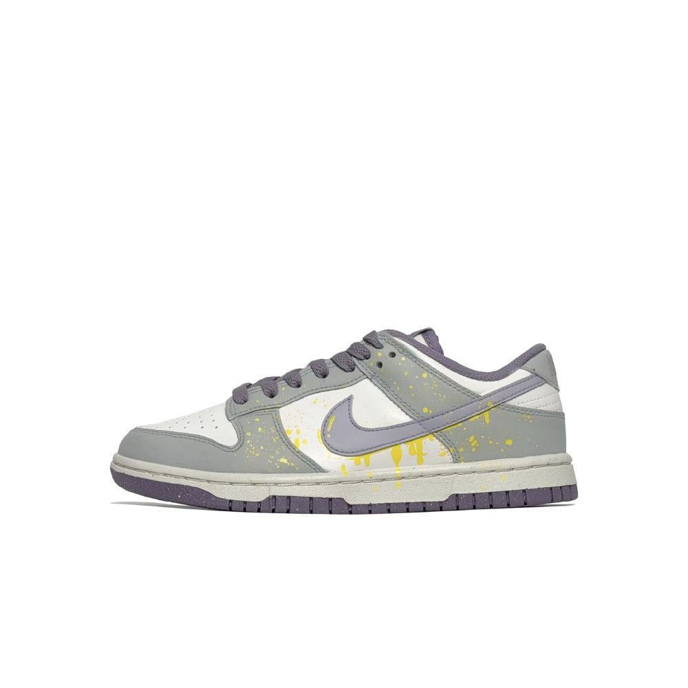 Nike Dunk Gray Purple Golden Mango Slip Resistant Abrasion Resistant Low top Skateboard Shoes Women's Gray