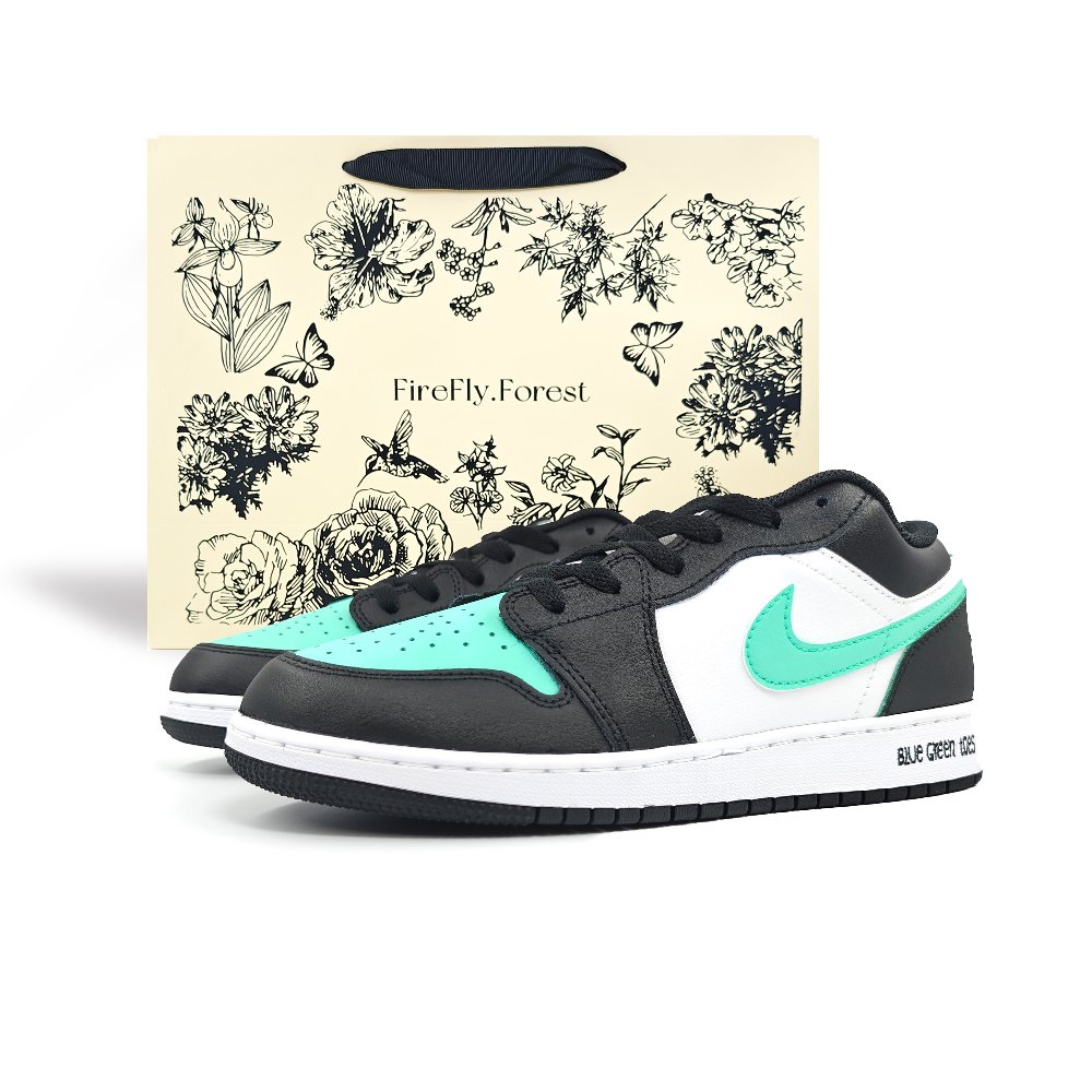 Jordan Air Jordan 1 Durable Breathable Low-Top Vintage Basketball Shoes Men's White Green
