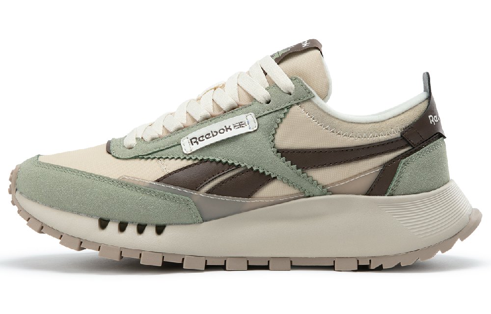 Reebok CL LEGACY W+ Anti-Slip And Wear-Resistant Height Increasing Low-Top Running Shoes Unisex Beige Green
