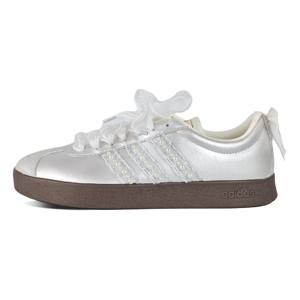 Adidas VL COURT 2.0 Abrasion Resistant Low Top Skateboard Shoes Unisex Silver