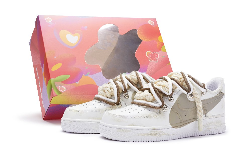 Nike Air Force 1 Low 'T10' Low Top Skateboard Shoes Women's Khaki White
