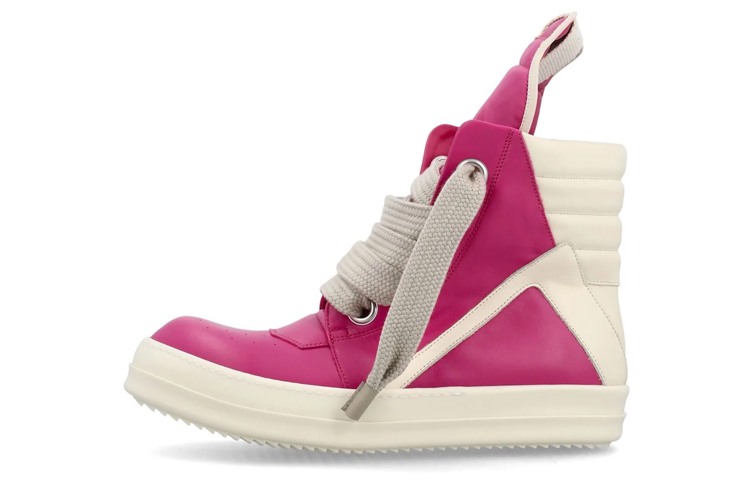 RICK OWENS/RO Geobasket High Top Stylish Skateboarding Shoes Men's Pink White