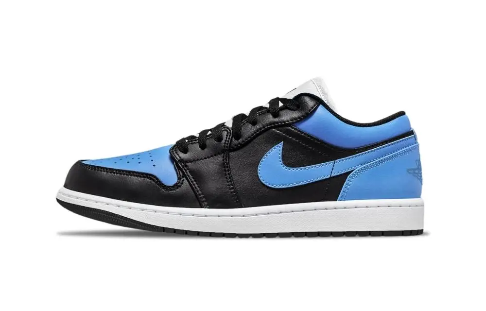 Jordan Air Jordan 1 Blue Player Support Low top Vintage Basketball Shoes Unisex Blue Black