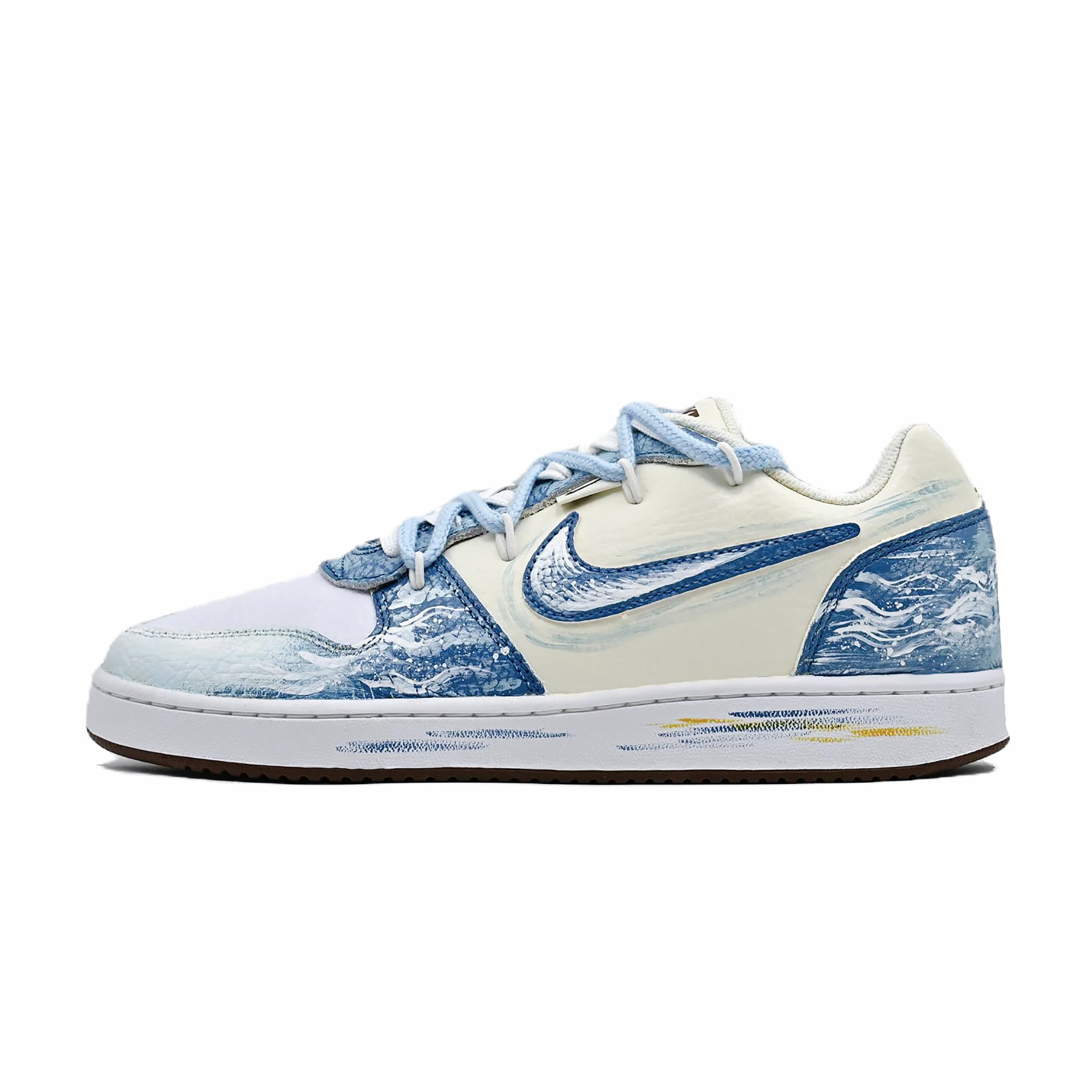 Nike EBERNON Blue Ink Stardust Abrasion Resistant Slip Resistant Low top Skateboard Shoes Men's Blue White